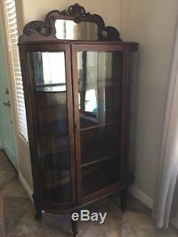 Antique oak china cabinet Bow Glass Sides