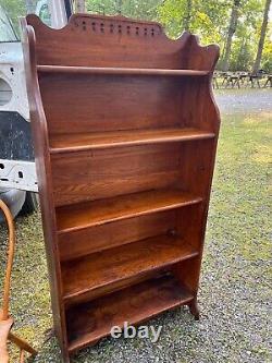 Antique oak jelly crock shelf country cabinet open bookcase 1890s great look