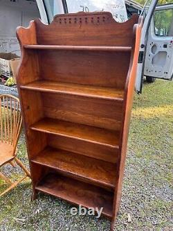 Antique oak jelly crock shelf country cabinet open bookcase 1890s great look