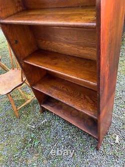 Antique oak jelly crock shelf country cabinet open bookcase 1890s great look