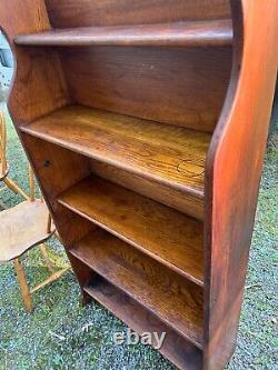 Antique oak jelly crock shelf country cabinet open bookcase 1890s great look