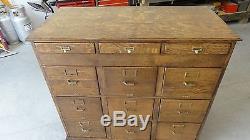 Antique oak office 12 drawer file cabinet, attorney, lawyer, banker, broker