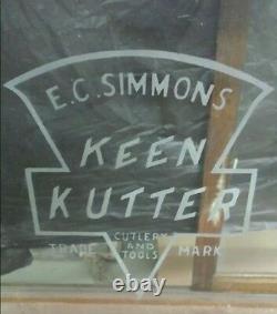 Antique oak store showcase with Keen Kutter logo