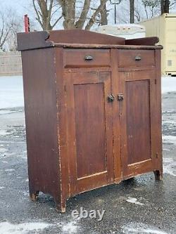 Antique pa primitive jelly milk cupboard cabinet 1830s country paint poplar