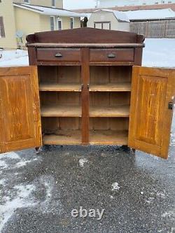 Antique pa primitive jelly milk cupboard cabinet 1830s country paint poplar