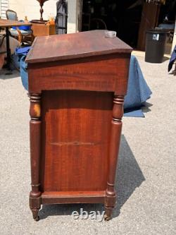 Antique paint decorated country store primitive stand table cabinet cupboard