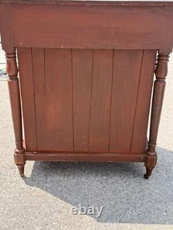 Antique paint decorated country store primitive stand table cabinet cupboard