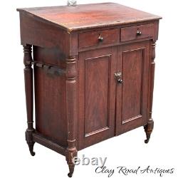 Antique paint decorated primitive country store cabinet cupboard podium folky