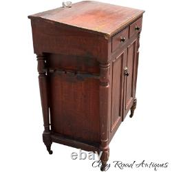 Antique paint decorated primitive country store cabinet cupboard podium folky