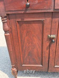 Antique paint decorated primitive country store cabinet cupboard podium folky