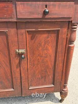 Antique paint decorated primitive country store cabinet cupboard podium folky