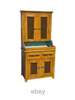 Antique paint decorated primitive cupboard cabinet grain paint Childs size 1900