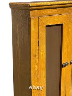 Antique paint decorated primitive cupboard cabinet grain paint Childs size 1900