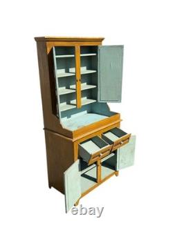 Antique paint decorated primitive cupboard cabinet grain paint Childs size 1900