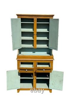 Antique paint decorated primitive cupboard cabinet grain paint Childs size 1900