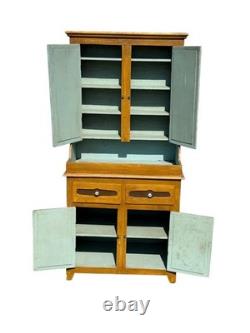 Antique paint decorated primitive cupboard cabinet grain paint Childs size 1900