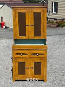 Antique paint decorated primitive cupboard cabinet grain paint Childs size 1900