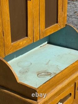 Antique paint decorated primitive cupboard cabinet grain paint Childs size 1900