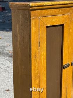 Antique paint decorated primitive cupboard cabinet grain paint Childs size 1900