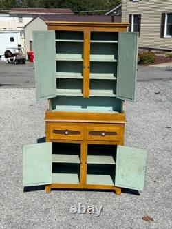 Antique paint decorated primitive cupboard cabinet grain paint Childs size 1900