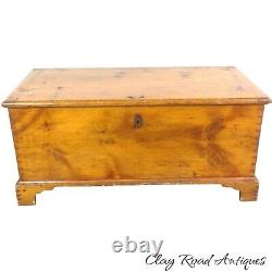 Antique primitive country Chippendale pine 18th century blanket chest 1780s