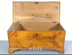 Antique primitive country Chippendale pine 18th century blanket chest 1780s