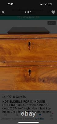 Antique primitive country Chippendale pine 18th century blanket chest 1780s