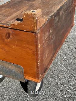 Antique primitive country Chippendale pine 18th century blanket chest 1780s