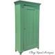 Antique Primitive Cupboard Cabinet Jelly Wardrobe Folk Art Green Paint