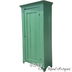 Antique primitive cupboard cabinet jelly wardrobe folk art green paint
