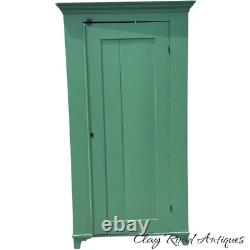 Antique primitive cupboard cabinet jelly wardrobe folk art green paint