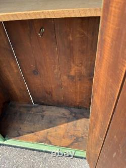 Antique primitive cupboard cabinet jelly wardrobe folk art green paint