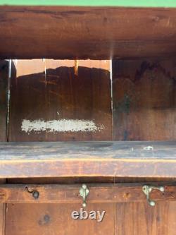 Antique primitive cupboard cabinet jelly wardrobe folk art green paint