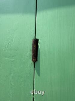 Antique primitive cupboard cabinet jelly wardrobe folk art green paint