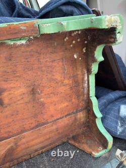 Antique primitive cupboard cabinet jelly wardrobe folk art green paint