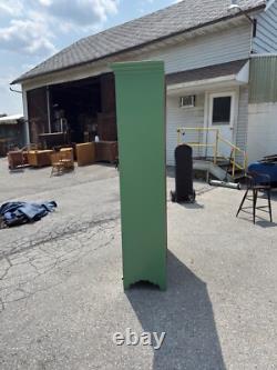 Antique primitive cupboard cabinet jelly wardrobe folk art green paint