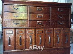 Antique rare Globe Oak Stacking File Cabinet original hardware 4-section
