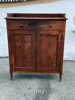 Antique sheraton paint decorated jelly cupboard 1810 pa primitive red paint