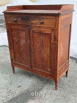 Antique sheraton paint decorated jelly cupboard 1810 pa primitive red paint