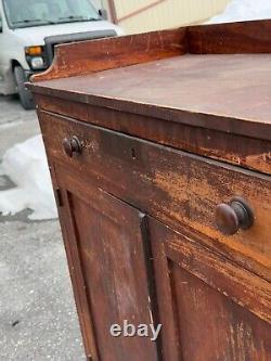 Antique sheraton paint decorated jelly cupboard 1810 pa primitive red paint