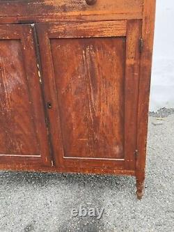 Antique sheraton paint decorated jelly cupboard 1810 pa primitive red paint