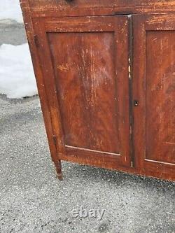 Antique sheraton paint decorated jelly cupboard 1810 pa primitive red paint