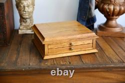 Antique specimen Apothecary cabinet hardware parts bin wood drawer dental VTG