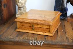 Antique specimen Apothecary cabinet hardware parts bin wood drawer dental VTG