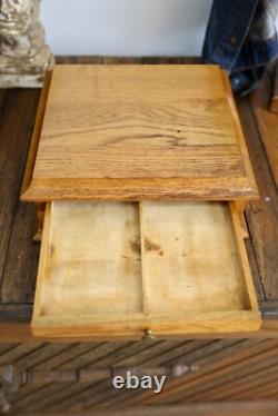 Antique specimen Apothecary cabinet hardware parts bin wood drawer dental VTG