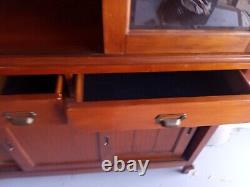 Antique step back dutch cupboard pa 1800s country diminutive cabinet 2pc