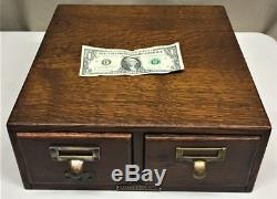Antique'tiger' Oak 2 Drawer File Box Card Catalog Cabinet Clarke & Baker Co. Ny