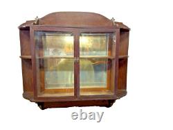Antique tiger oak quarter sawn hanging cabinet curio keys beveled glass