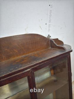 Antique tiger oak quarter sawn hanging cabinet curio keys beveled glass