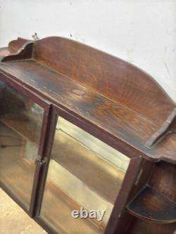 Antique tiger oak quarter sawn hanging cabinet curio keys beveled glass